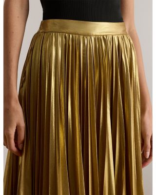 Pleated Metallic Chiffon Skirt