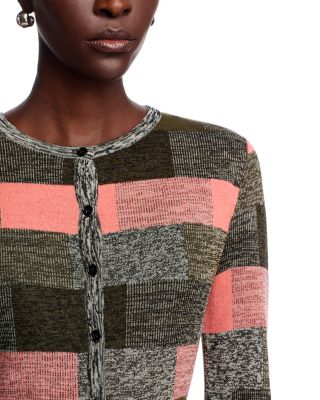 Jacquard Check Button Front Cardigan