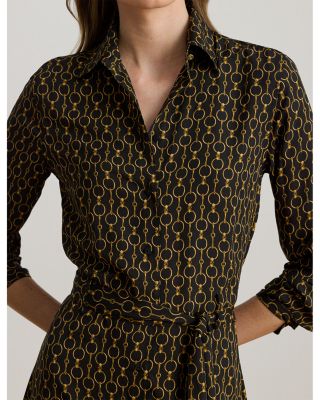 Chain Print Crepe Shirtdress