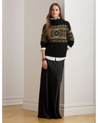 Fair Isle Wool Blend Turtleneck Sweater