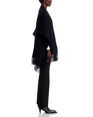Wool Cashmere Fringed Hem Cape