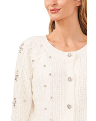 Rhinestone Cable Knit Cardigan