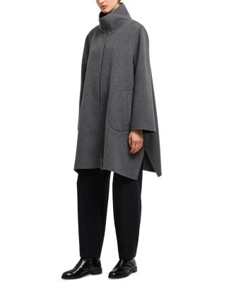 Emporio Armani Wool & Silk Zip Coat | Bloomingdale's