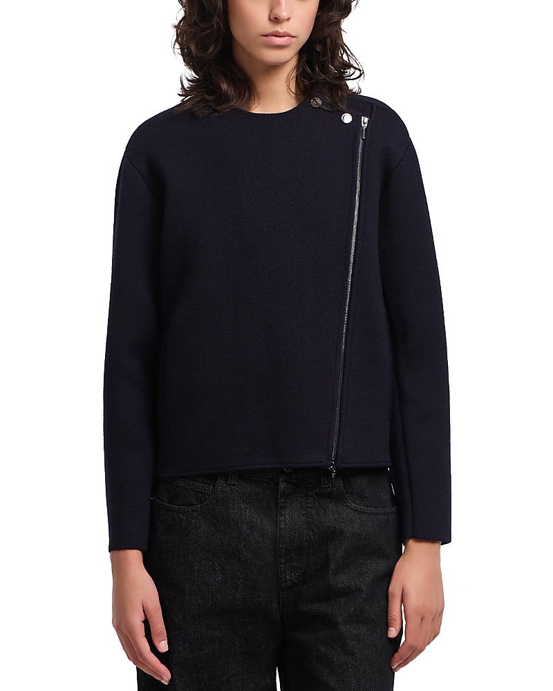 Emporio Armani Wool Double Knit Jacket In Black