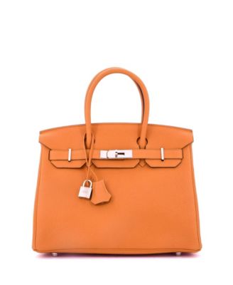 Birkin 30 Handbag Orange Clemence with Palladium Hardware