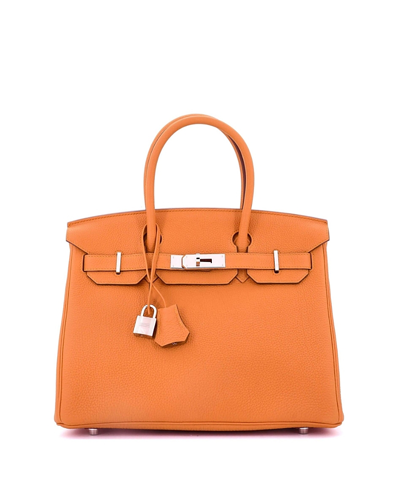 PRE-OWNED HERMES Pre-owned Hermes Birkin 30 Handbag Orange Clemence With Palladium Hardware