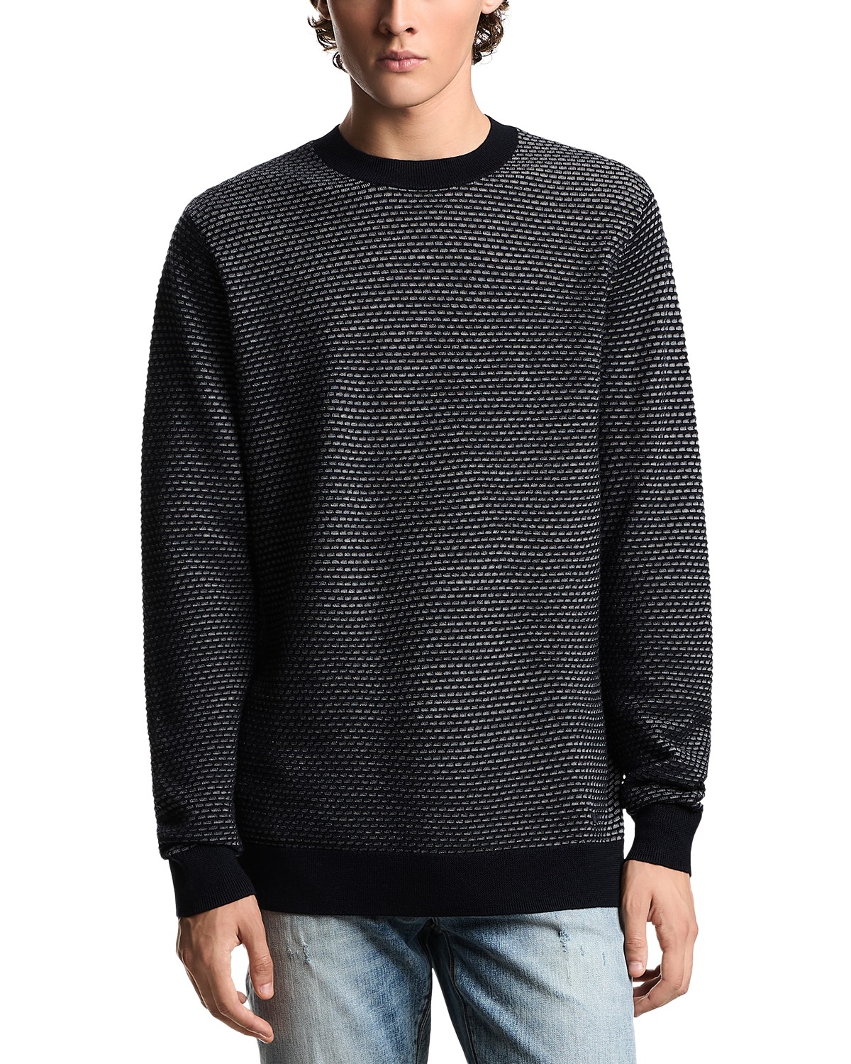 Emporio Armani Virgin Wool Jacquard Sweater in Grey