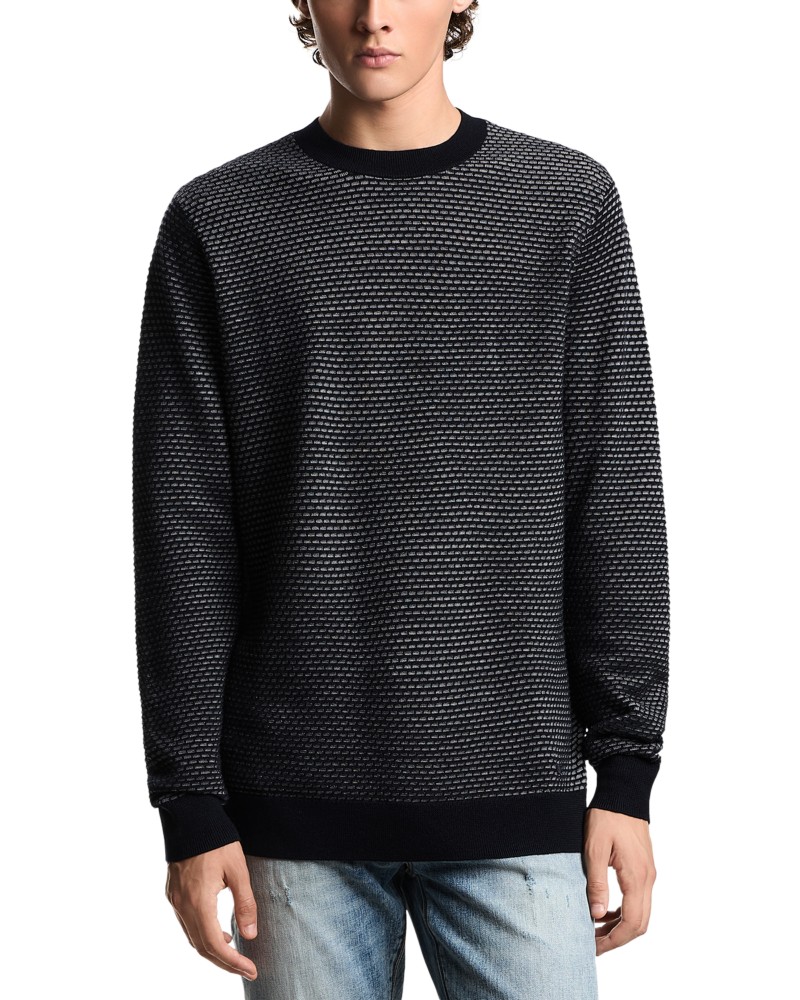 Emporio Armani Virgin Wool Jacquard Sweater in Grey