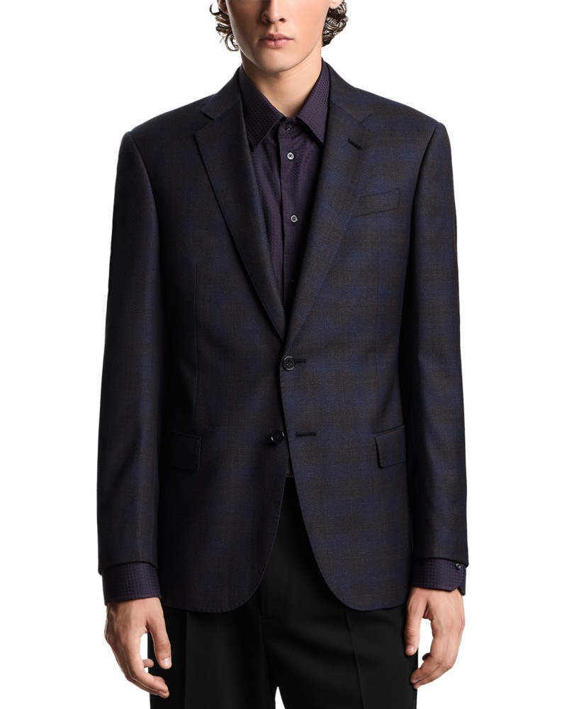 Emporio Armani G Line Regular Fit Blazer in Blue/Brown
