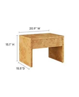 Hudson 1-Drawer Burl Wood Nightstand