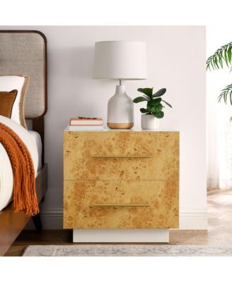 Abel 2-Drawer Burl Wood Nightstand