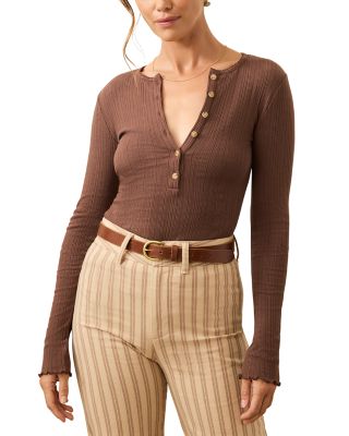 Paradise Pointelle Henley Sweater