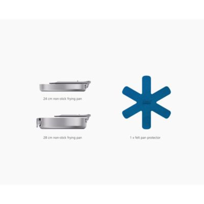 Space Steel Two Piece Ceramic Non-Stick Fry Pan Set with Folding Handles