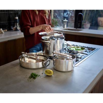 Space Steel 10 Piece Stainless Steel Cookware Set with Folding Handles