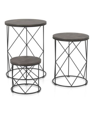 Bailer Steel Base Round Nesting Tables, Set of 3