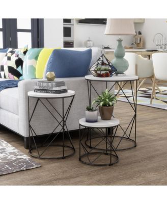 Bailer Steel Base Round Nesting Tables, Set of 3