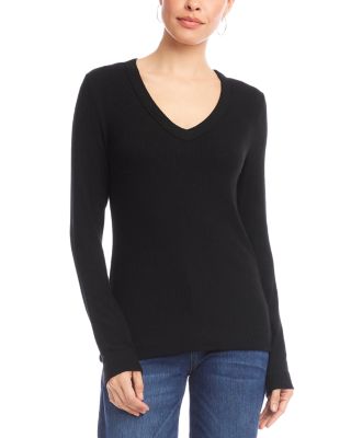 Ribbed V Neck Top