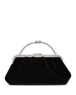 x Cinq &agrave; Sept Frame Black Velvet Clutch