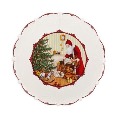 Toy's Fantasy Santa Brings Gifts Large Pastry Plate