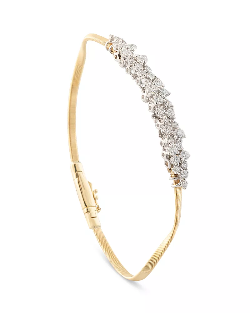 Marco Bicego 18K Yellow Gold Marrakech Diamond Graduated Cluster Bangle Bracelet