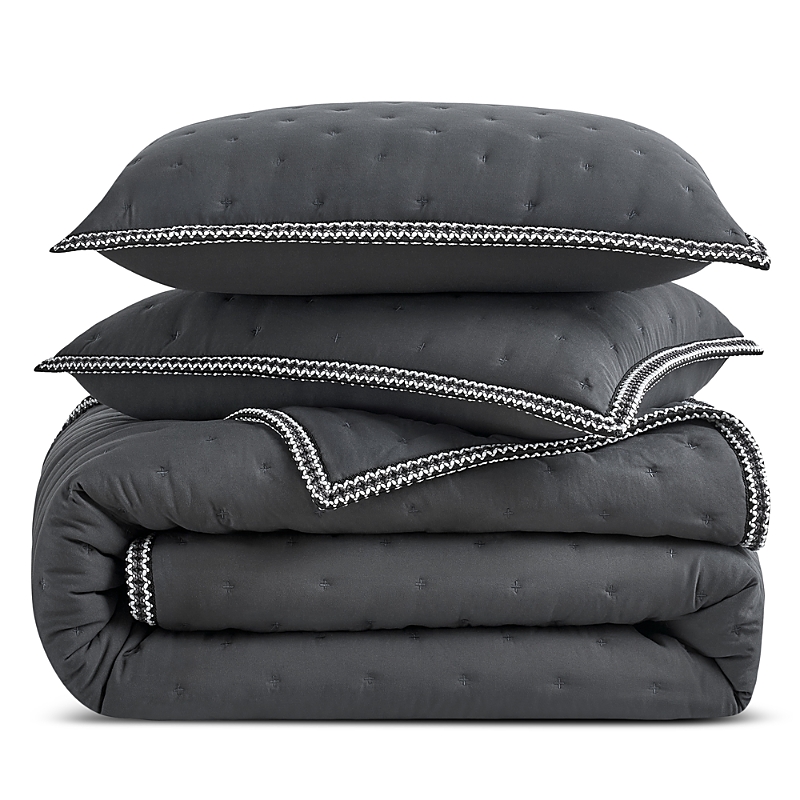 Ugg Braid Quilt Set, Full Queen In Black