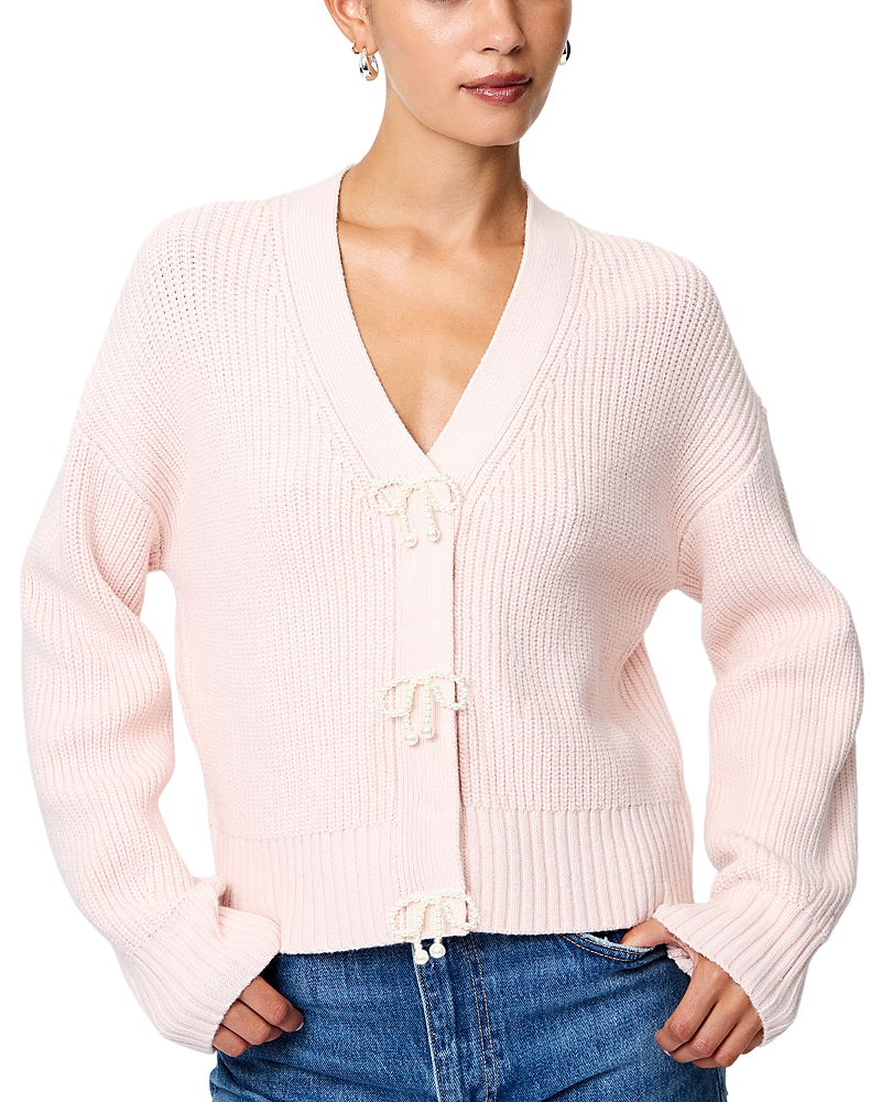 French Connection Embellished Baby Soft Knit Cardigan Sweater In Pink