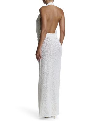 Burnout Plunge Halter Maxi Dress