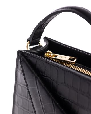 Kandi Croc Embossed Leather Handbag