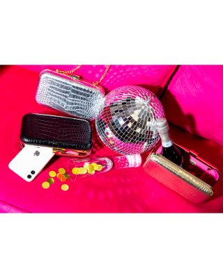 Rose Croc Embossed Leather Clutch