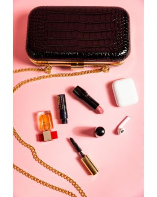 Rose Croc Embossed Leather Clutch