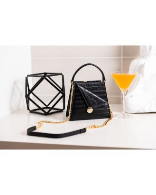 Kandi Croc Embossed Leather Handbag