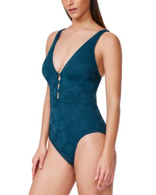 Deep V Neck Halter One Piece Swimsuit