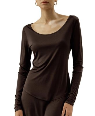  Scoop-Neck Pure Silk Slim Fit Top