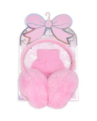 Girls' Cherry Faux Fur Earmuffs & Gloves Set - Big Kid