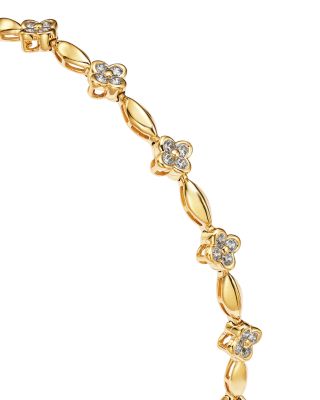 Diamond Clover Station Bracelet in 14K Yellow Gold, 1.0 tcw