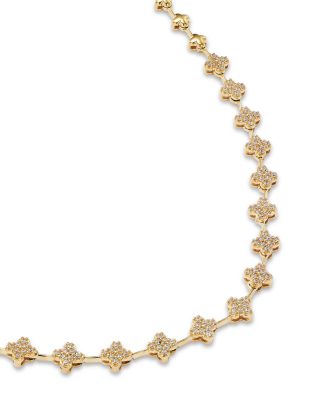 Diamond Clover Cluster Collar Necklace in 14K Yellow Gold, 0.50 tcw