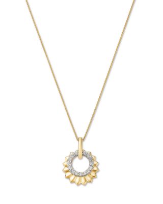 Diamond Circle Pendant Necklace in 14K Yellow Gold, 0.25 tcw