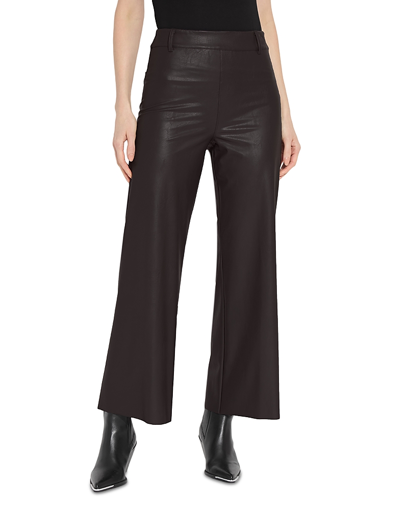 Lyssé High Rise Faux Leather Cropped Pants In Brown