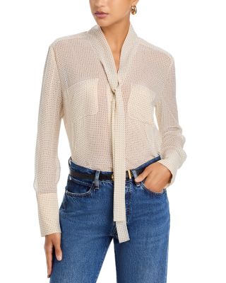 The Silk Polka Dot Modern Tie Blouse