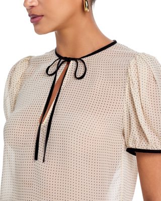 The Silk Tie Puff Sleeve Top