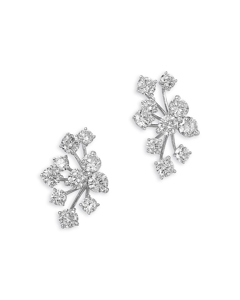 Bloomingdale's Fine Collection Diamond Scattered Cluster Statement Earrings in 14K White Gold, 3.3 tcw