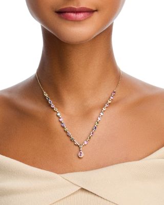 Rainbow Sapphire & Diamond Lariat Necklace in 14K Yellow Gold, 18"