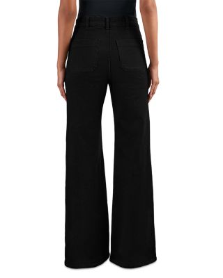 Petite Sakura Flare Patch Pocket Jeans in Black