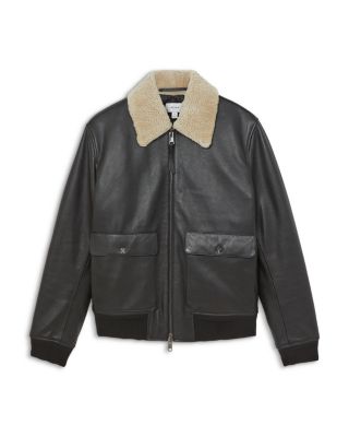 Fleece Collar Leather Jacket