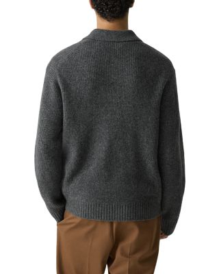 Ribbed Long Sleeve Polo Sweater