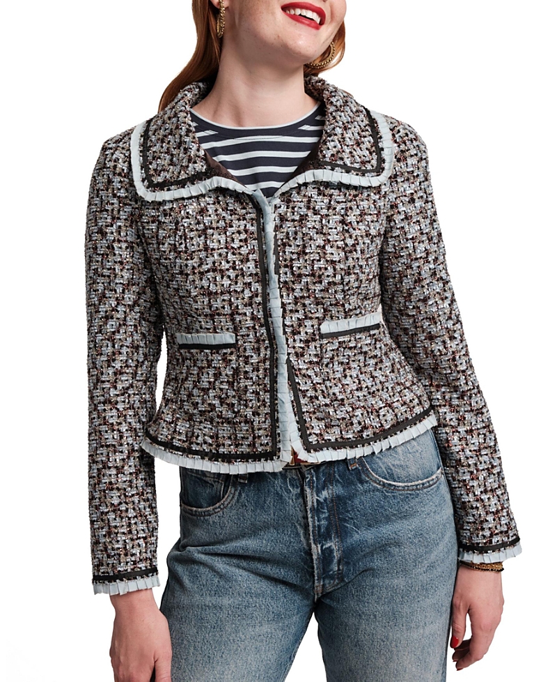Frances Valentine Jessie Jacket Deco Tweed Poly Lurex In Gray