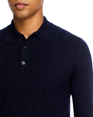 Parquet Stitch Long Sleeve Polo Sweater