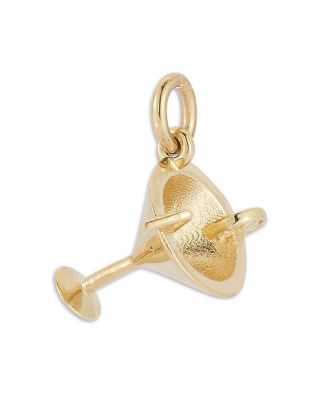 14K Yellow Gold Martini Glass Charm Pendant