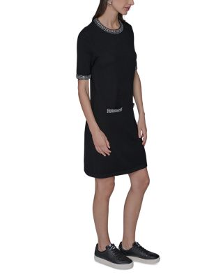 Rhinestone Trim A Line Dress