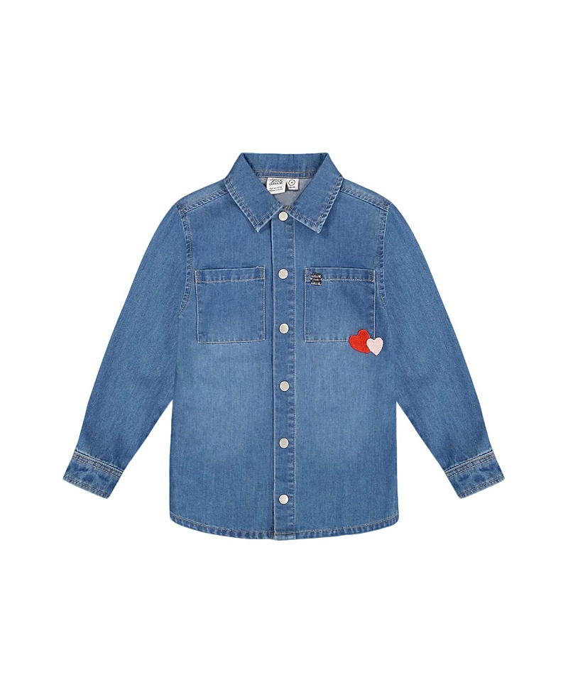Deux Par Deux Denim Shirt With Patch Pockets And Apple Patch In Blue